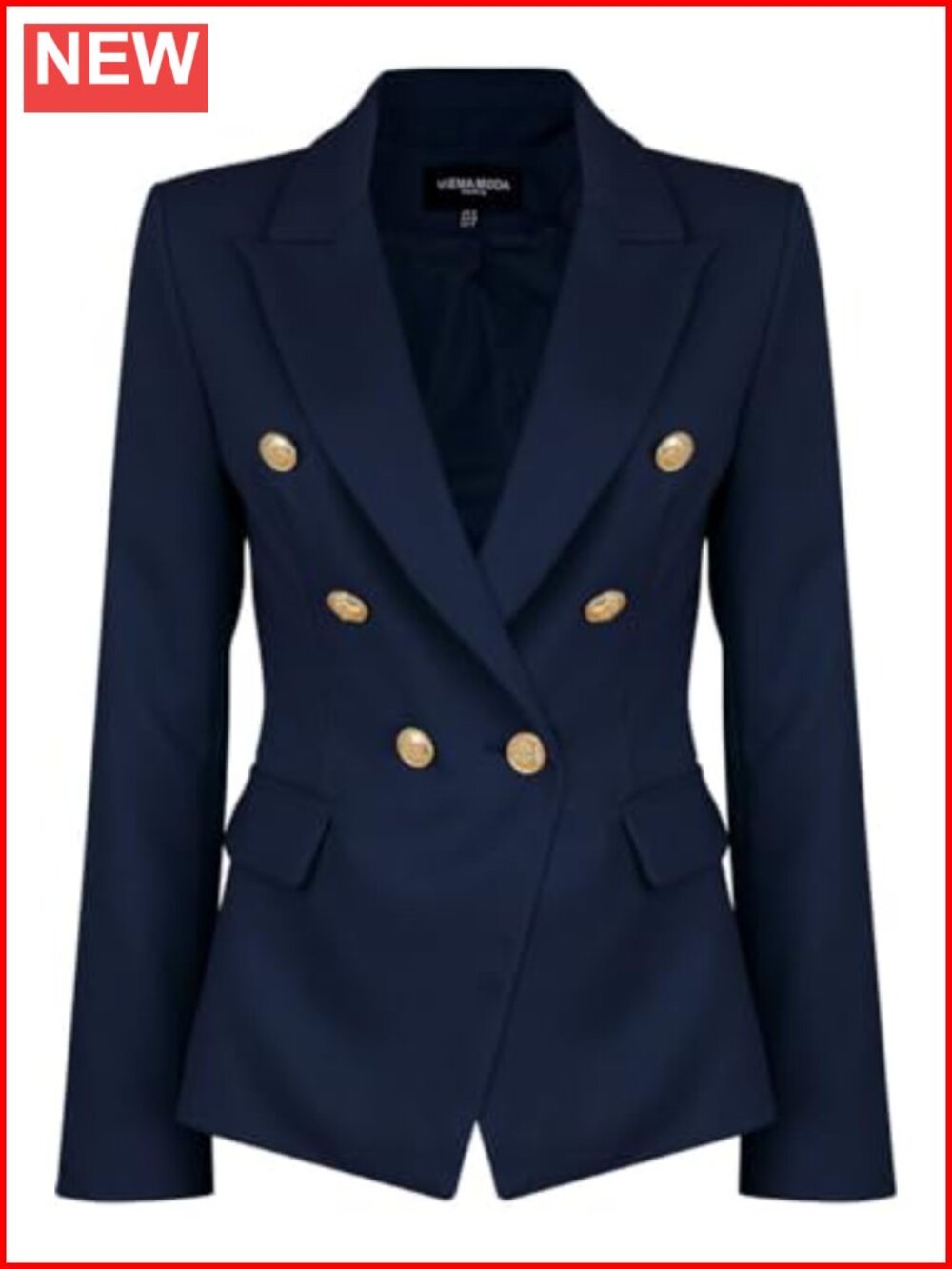 Womens Double Breasted Military Style Blazer Coat Jacket